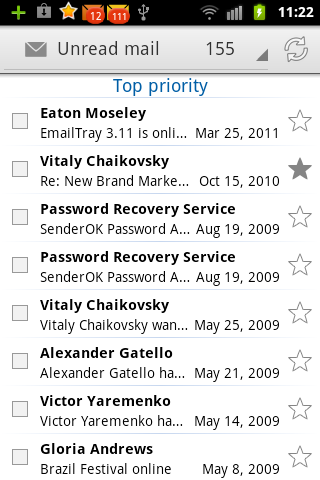 EmailTray unread messages
