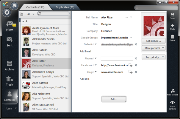 emailtray-contact-book Manage Your Email Contacts with The EmailTray Address Book